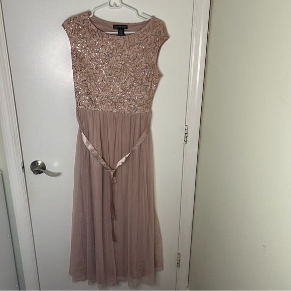 Candalite Petite | Rose gold sequin sleeveless maxi dress | petite large - Picture 1 of 4